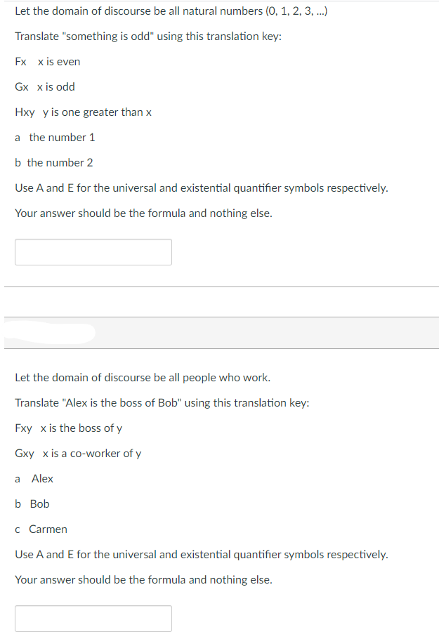 Solved Let the domain of discourse be all natural numbers | Chegg.com