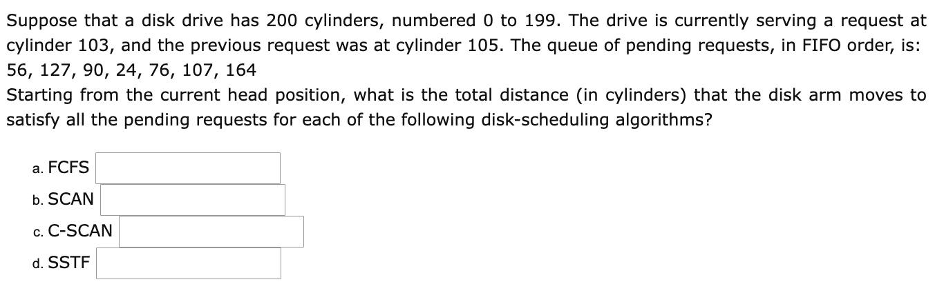 Solved Suppose That A Disk Drive Has 200 Cylinders Numbered