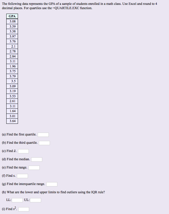 solved-the-following-data-represents-the-gpa-of-a-sample-of-chegg