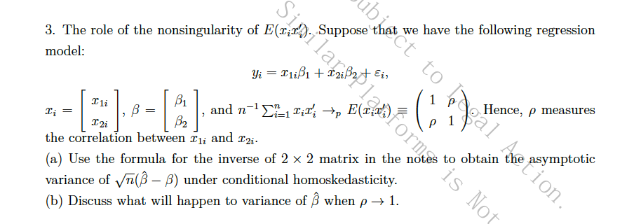 = Ein Ili i = = 3. The role of the nonsingularity of | Chegg.com