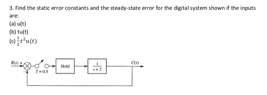 Solved 3. Find the static error constants and the | Chegg.com