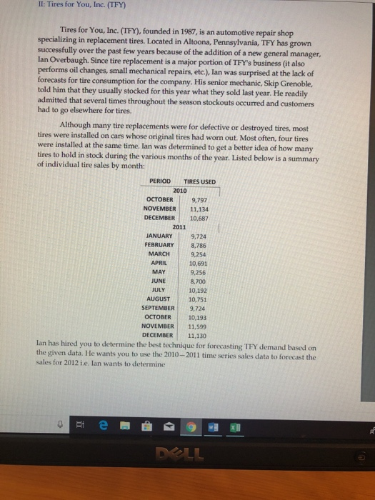 Solved II Tires for You, Inc. (TFY) Tires for You, Inc.