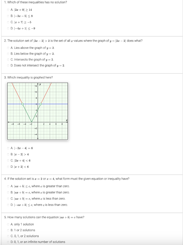 Solved 1. Which of these inequalities has no solution? A. | Chegg.com