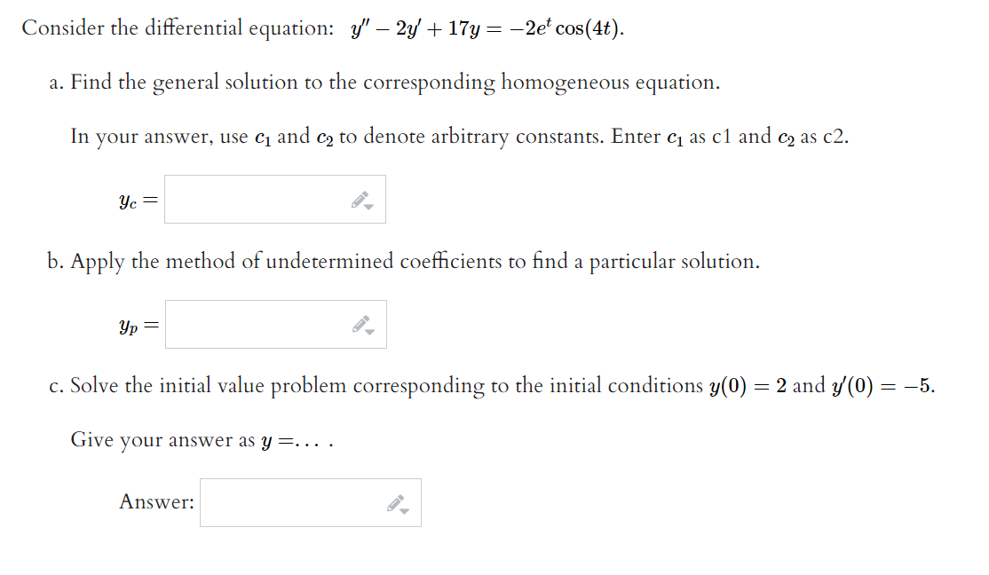 Solved Consider the differential equation: | Chegg.com