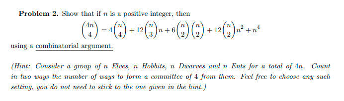 Solved Problem 2. Show that if n is a positive integer, then | Chegg.com