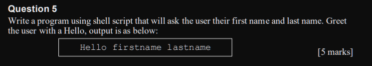 Solved Question 5 Write a program using shell script that | Chegg.com