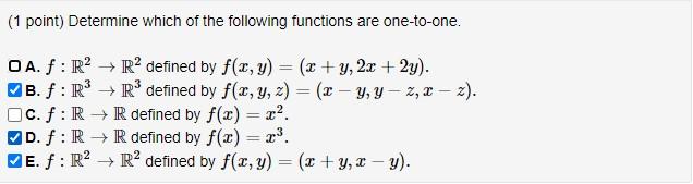 Solved (1 point) Determine which of the following functions | Chegg.com