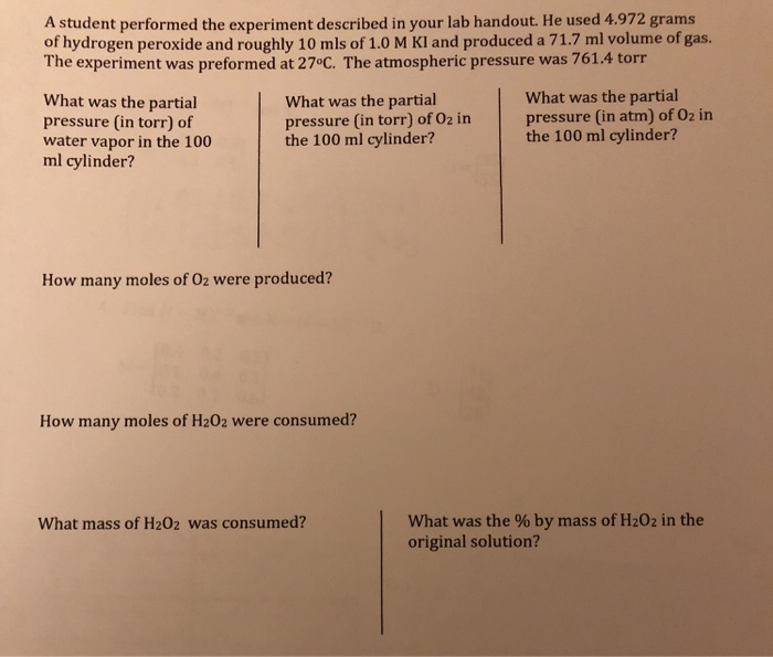 Solved A student performed the experiment described in your | Chegg.com