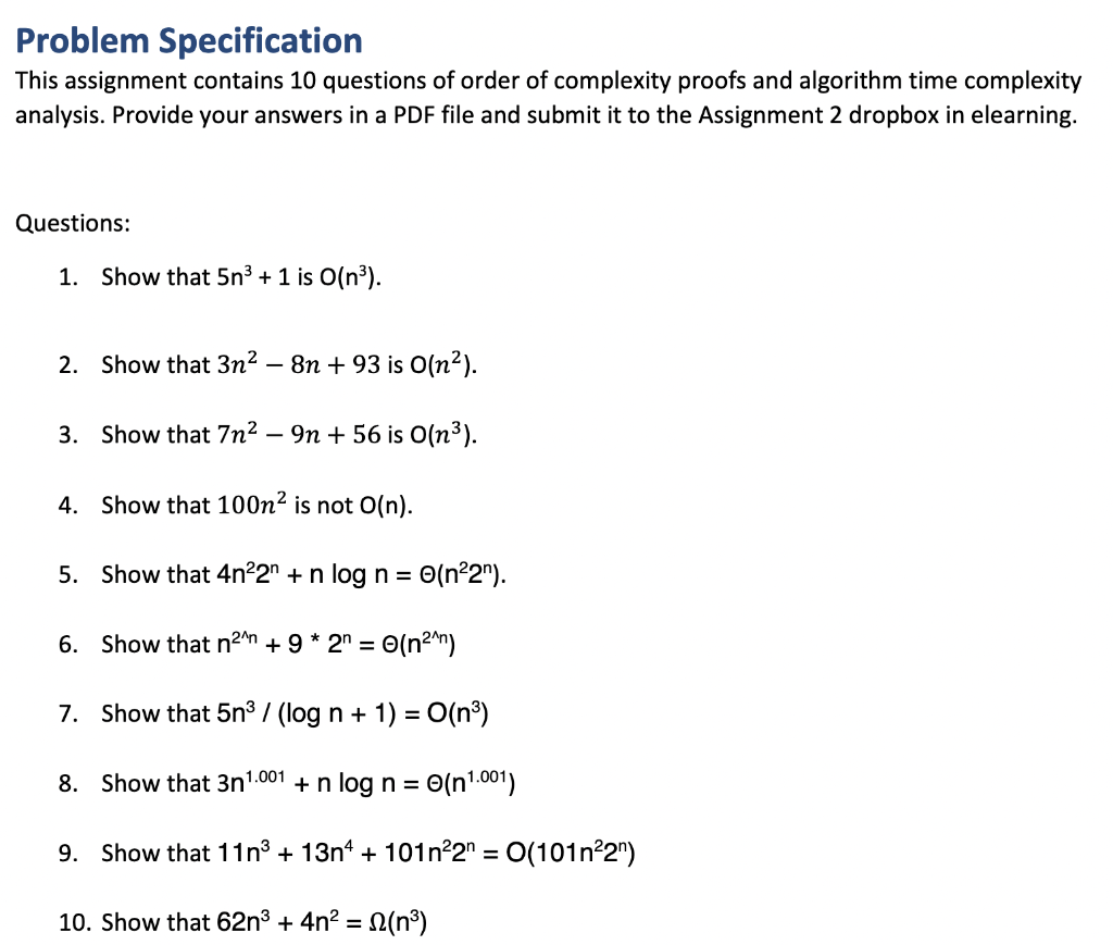 Solved Problem Specification This assignment contains 10 | Chegg.com