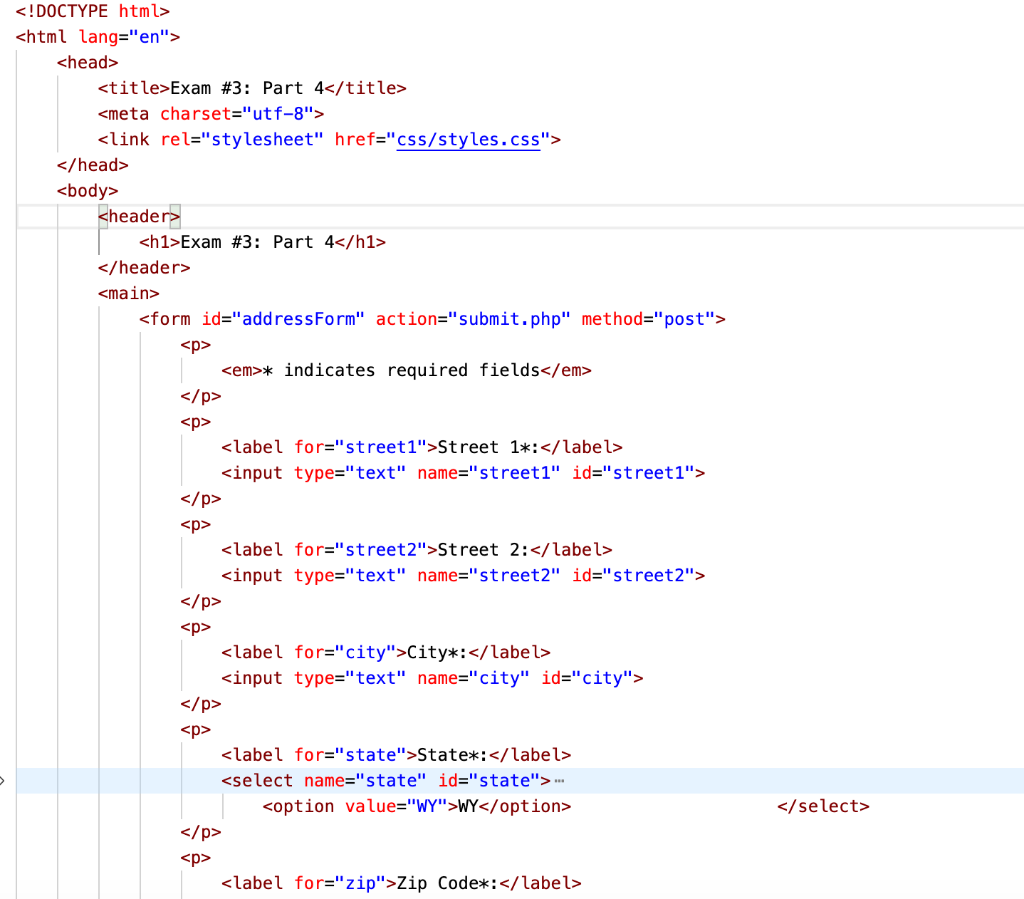 Solved a. This is a "typical" address form. Every field | Chegg.com