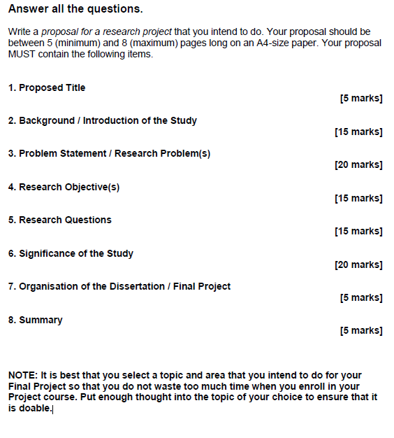 Solved Answer all the questions. Write a proposal for a | Chegg.com