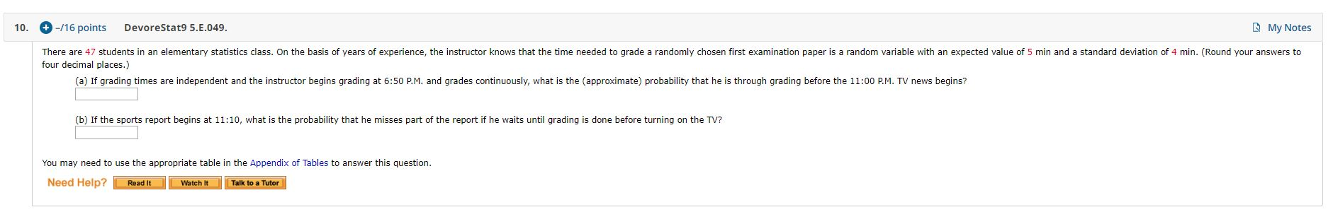 Solved 10. -/16 points DevoreStat9 5.E.049. My Notes There | Chegg.com