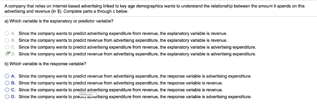 Solved A company that relies on Internet-based advertising | Chegg.com