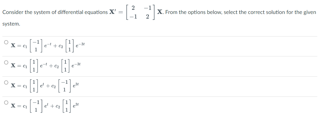 Solved Consider the system of differential equations | Chegg.com