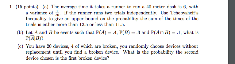 1. (15 points) (a) The average time it takes a runner | Chegg.com