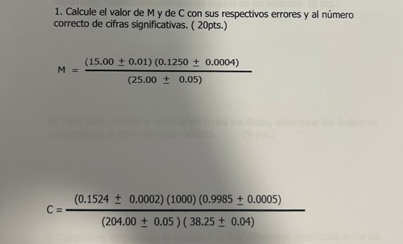 Solved Calcule el valor de M y de C con sus respectivos | Chegg.com