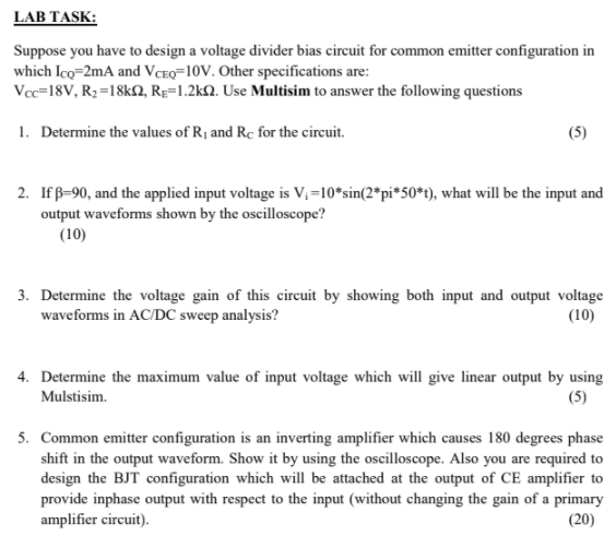 Solved LAB TASK: Suppose you have to design a voltage | Chegg.com