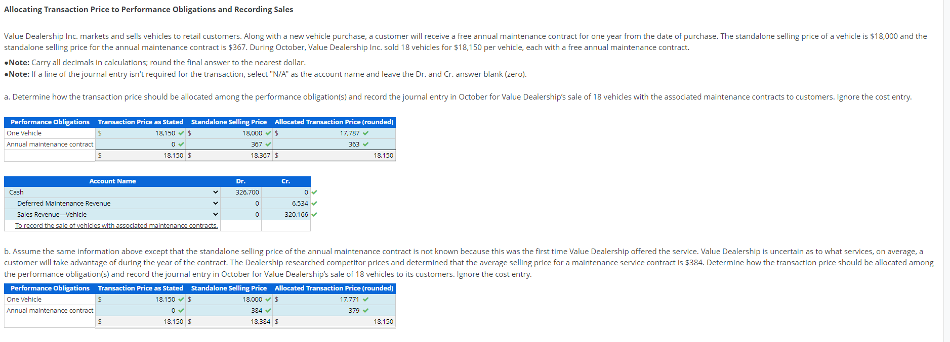 Allocating Transaction Price To Performance | Chegg.com