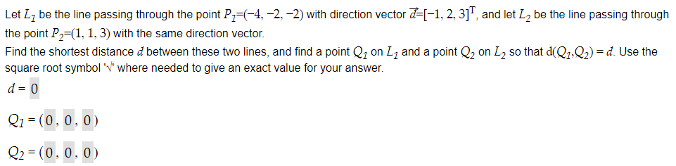 Solved Let L1 be the line passing through the point | Chegg.com