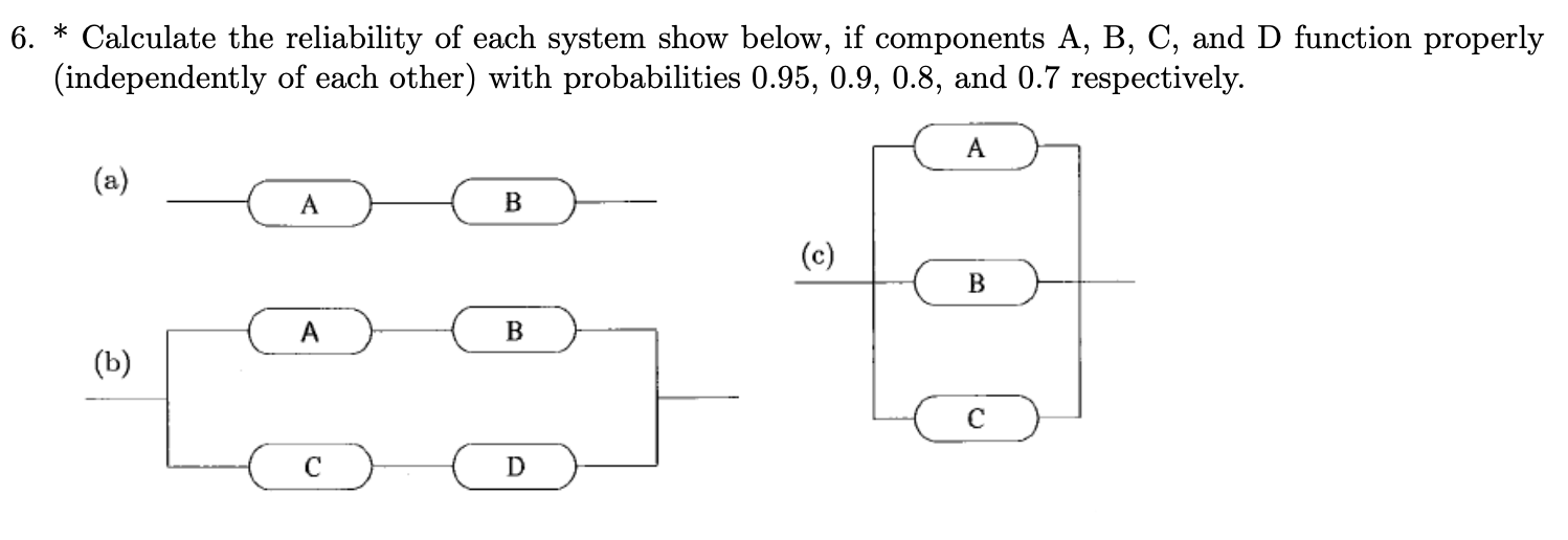 Solved 6. * Calculate the reliability of each system show | Chegg.com