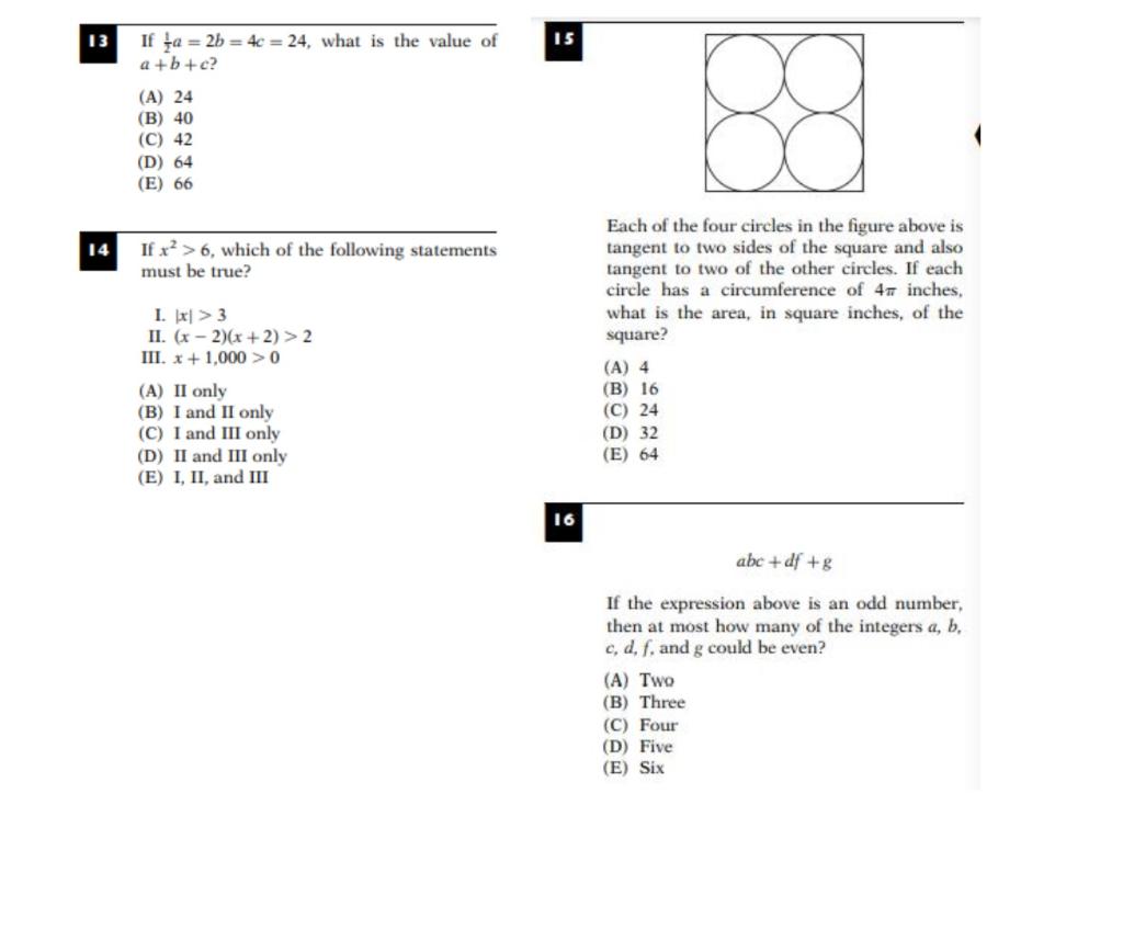 Solved 3 If 21a=2b=4c=24, what is the value of 15 a+b+c ? | Chegg.com