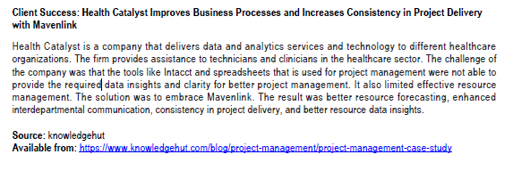 Solved Client Success: Health Catalyst Improves Business | Chegg.com