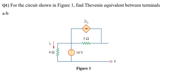 Solved (1) For the circuit shown in Figure 1, find Thevenin | Chegg.com