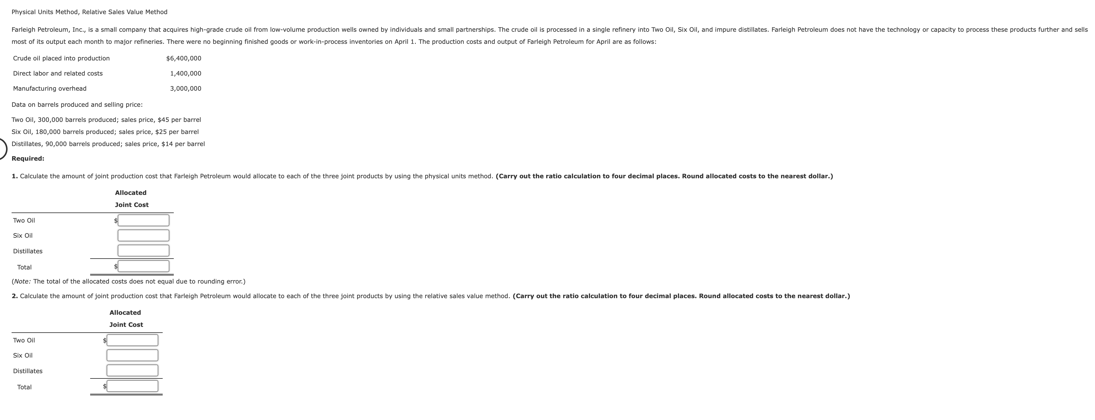 Solved physical units method relative sales value method chegg