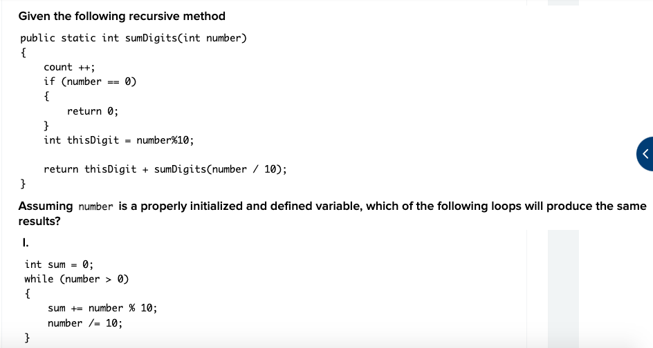 Solved Given The Following Recursive Method Public Static | Chegg.com