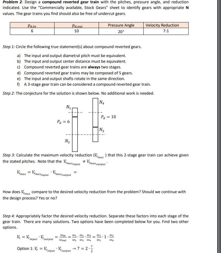 Problem 2: Design a compound reverted gear train with | Chegg.com