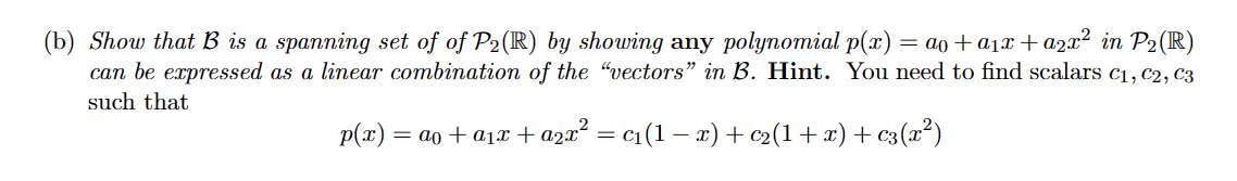 Solved Working in other vector spaces. The ideas of linear | Chegg.com