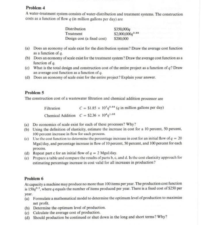 Solved Problem 4 A water-treatment system consists of | Chegg.com