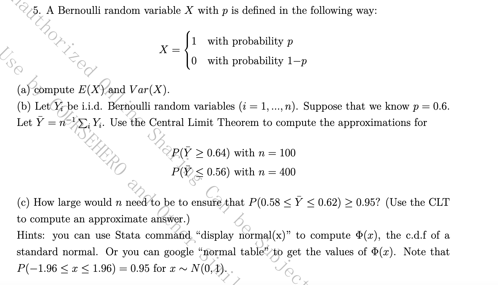 Solved A Bernoulli random variable X with p is defined in | Chegg.com