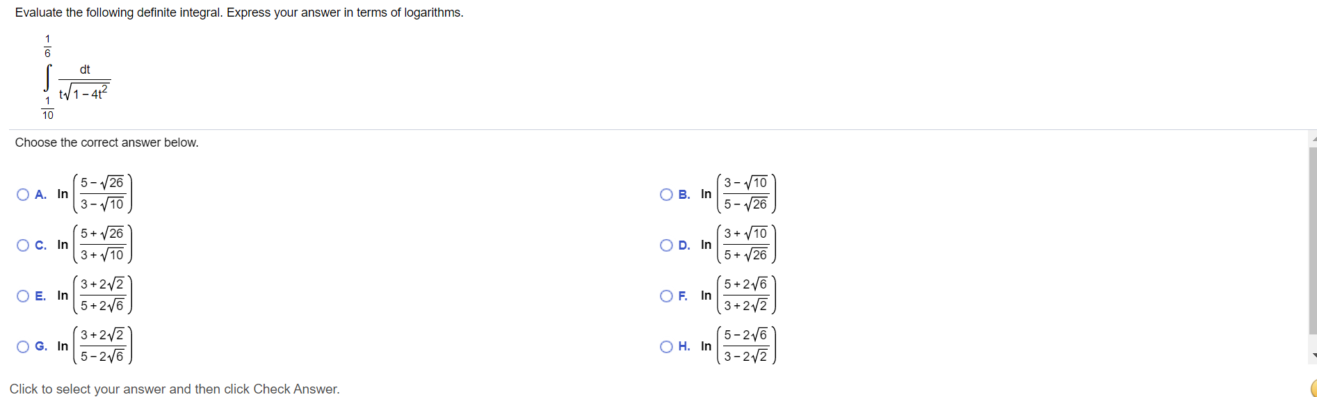 Solved Evaluate the following definite integral. Express 