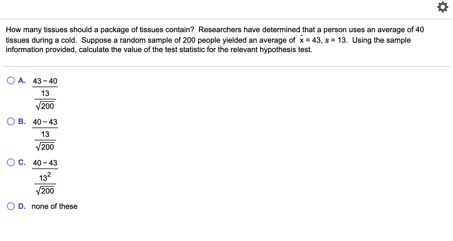 Solved How many tissues should a package of tissues contain?