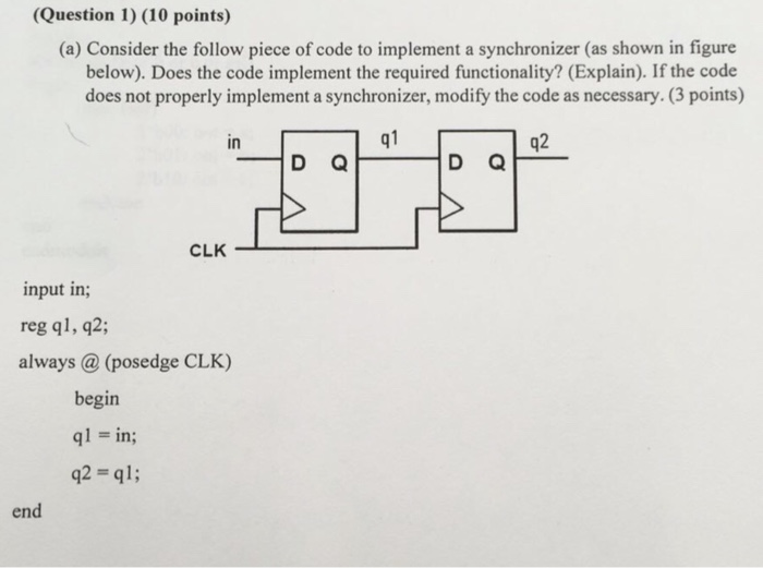 Solved (Question 1) (10 points) (a) Consider the follow | Chegg.com