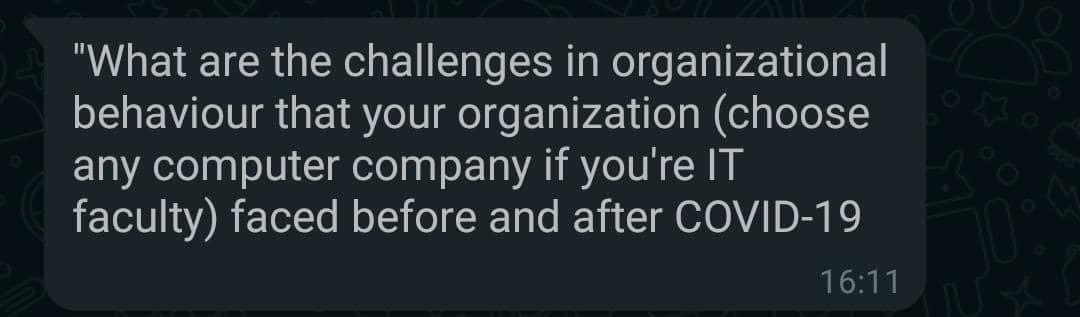 Solved "What Are The Challenges In Organizational Behaviour | Chegg.com