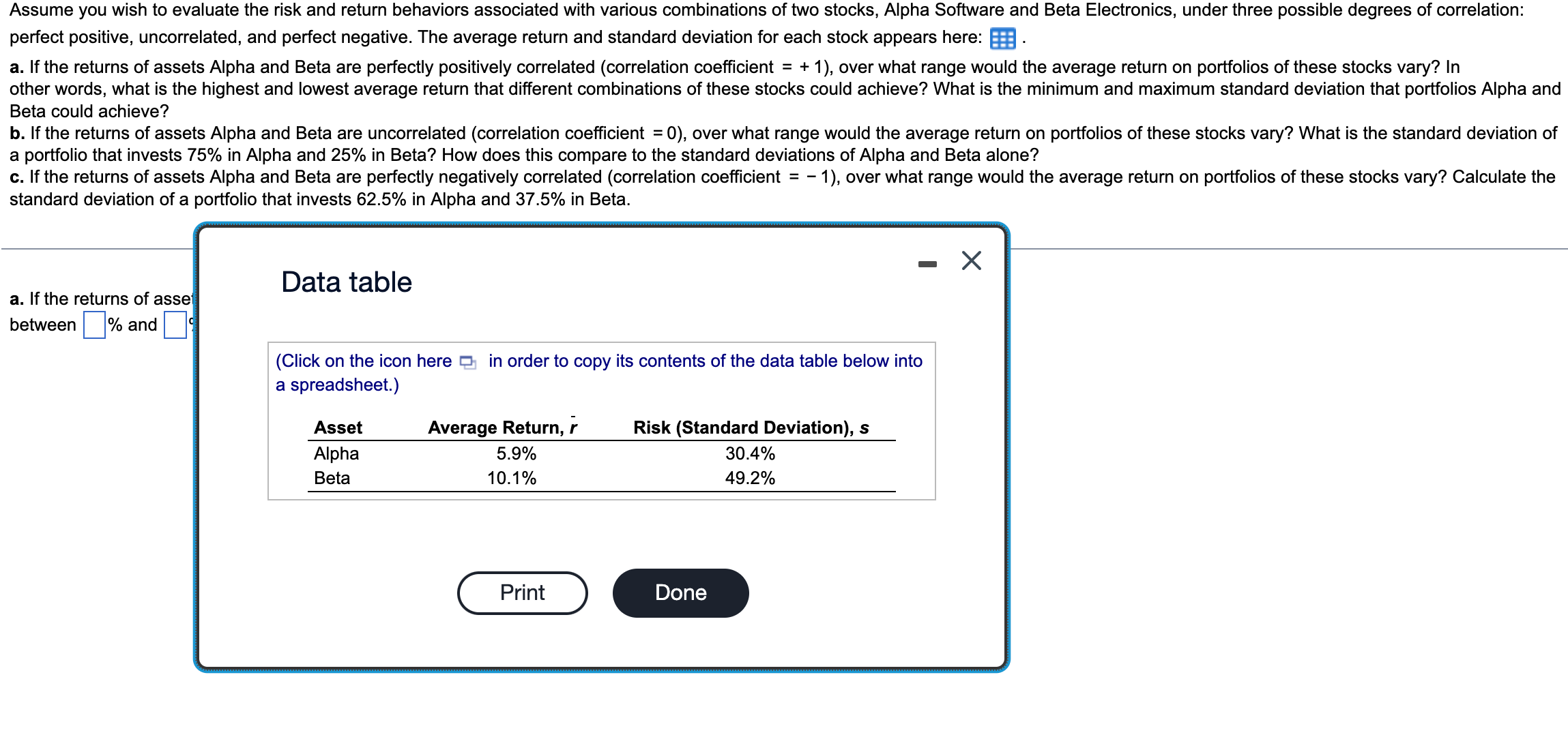 Solved Assume You Wish To Evaluate The Risk And Return | Chegg.com