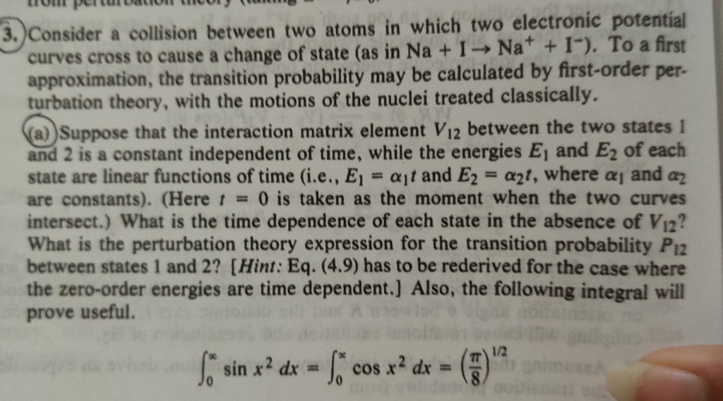 3.)Consider a collision between two atoms in which | Chegg.com