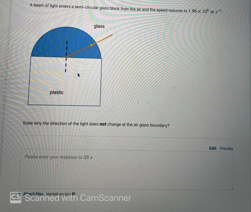 Solved A beam of light enters a semicircular glass block