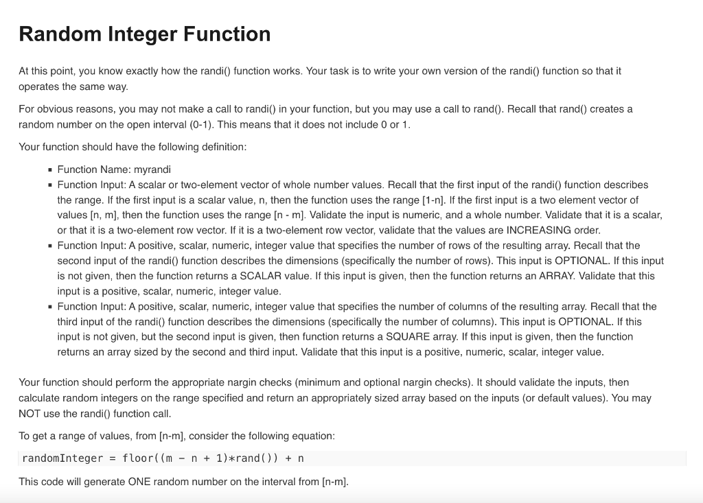 SOLVED: Write the MATLAB code to generate a random number between 1 and 3  using the randi function. You can find more information about randi at   Consider the Monty  Hall problem (