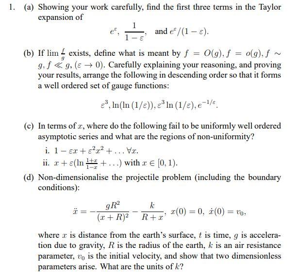 Solved 1. (a) Showing your work carefully, find the first | Chegg.com