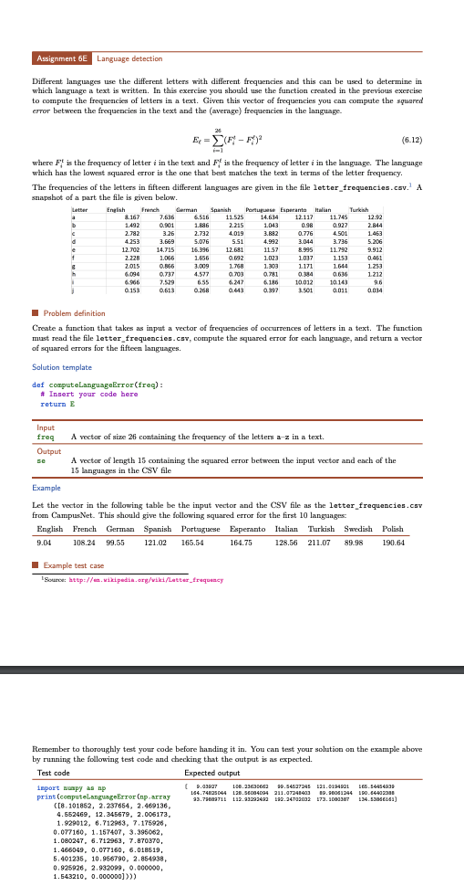 Solved Different languages use the different letters with | Chegg.com