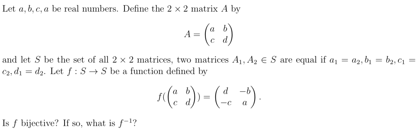 Solved Let A B C A Be Real Numbers Define The 2 X 2 M Chegg Com