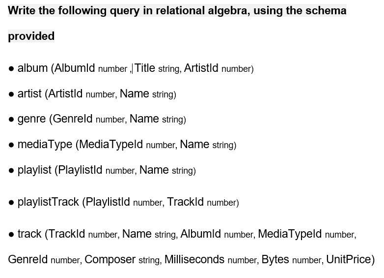 Solved Write the following query in relational algebra, | Chegg.com
