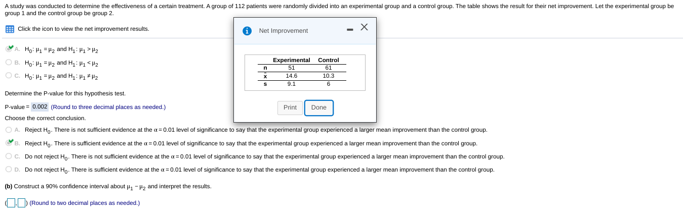 Solved A study was conducted to determine the effectiveness | Chegg.com