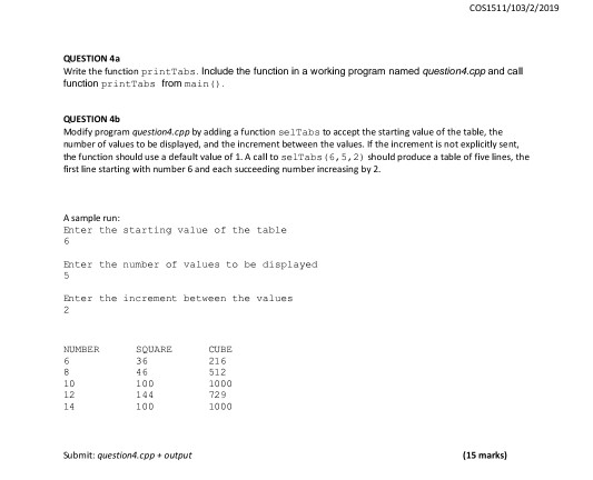 Solved COS1511/103/2/2019 QUESTION 4a Write the function | Chegg.com