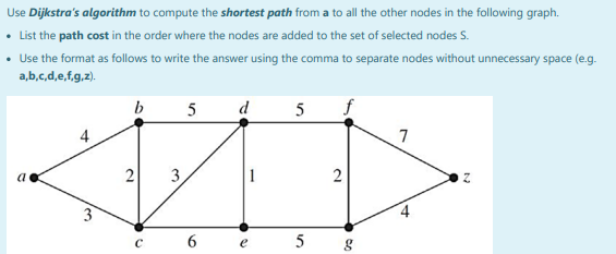 Solved Use Dijkstra's algorithm to compute the shortest path | Chegg.com