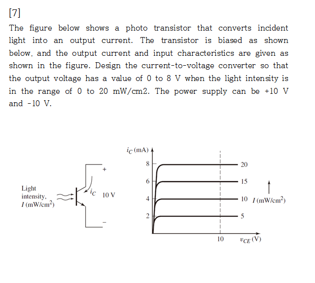 Solved [7] The figure below shows a photo transistor that | Chegg.com