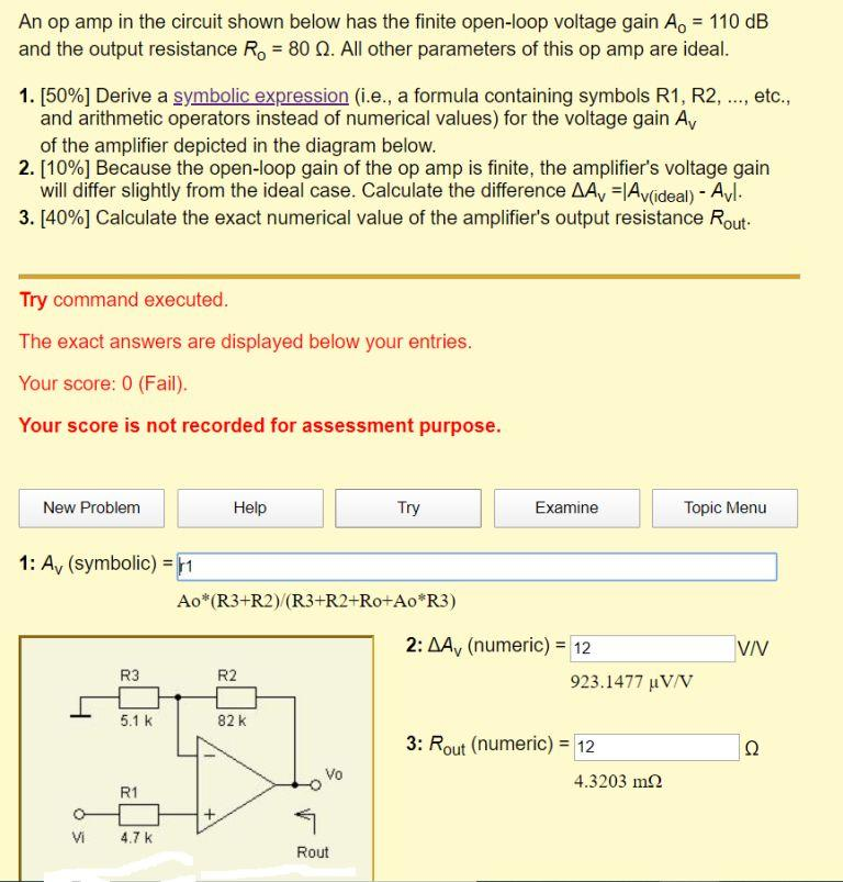 Solved An op amp in the circuit shown below has the finite | Chegg.com